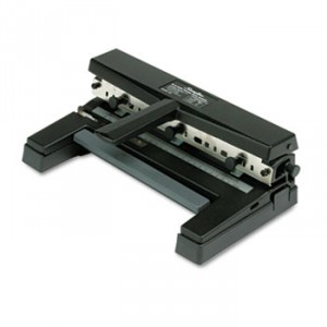 40-Sheet Two-to-Four-Hole Adjustable Punch, 9/32" Holes, Black