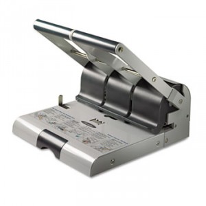 160-Sheet Antimicrobial Protected Adjustable Punch, 9/32" Holes, Putty/Gray