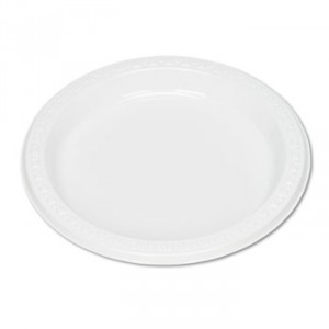 Plastic Dinnerware, Plates, 7" dia, White, 125/Pack