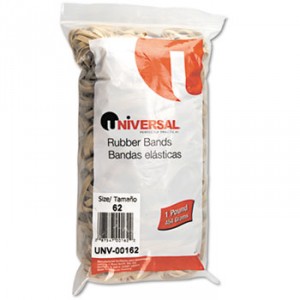 Rubber Bands, Size 62, 2-1/2 x 1/4, 490 Bands/1lb Pack