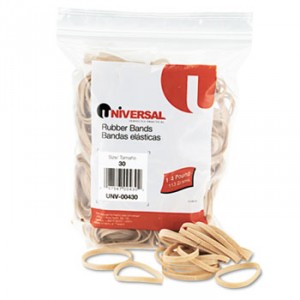 Rubber Bands, Size 30, 2 x 1/8, 275 Bands/1/4lb Pack