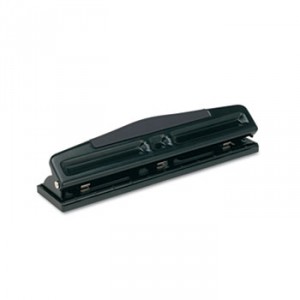 12-Sheet Deluxe Two- and Three-Hole Adjustable Punch, 9/32" Holes, Black