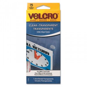 Sticky-Back Hook and Loop Fasteners, 5/8 Inch Diameter, Clear, 75/Pack