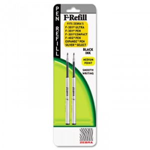 Refill for F-301, F-301 Ultra, F-402, 301A, Spiral Ballpoint, Med, Black, 2/Pack